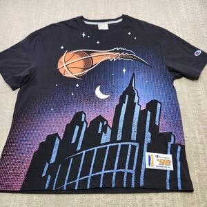 Champion Shirt Men Small Retro Basketball Rochester New York Skyline Tee Black